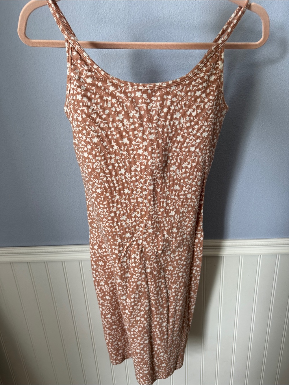 Old Navy Brown Floral-Print Shelf-bra Cami Midi Dress